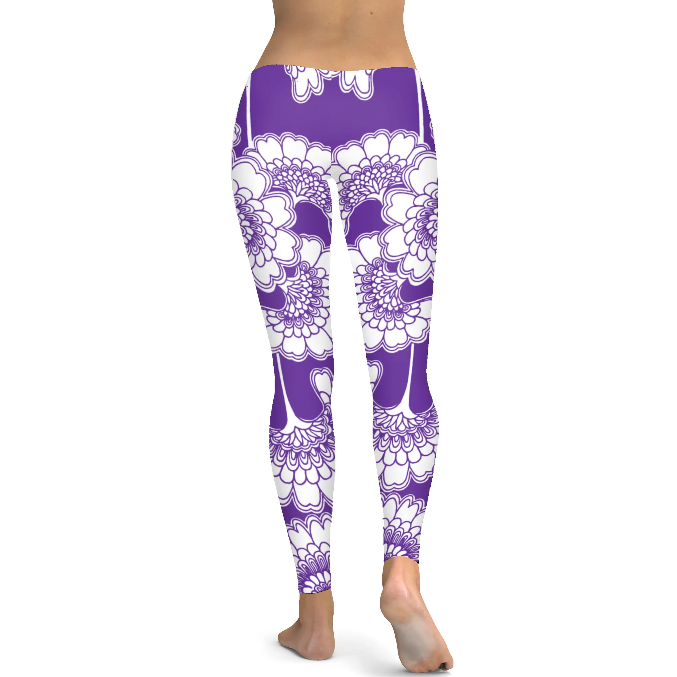 Purple Japanese Floral Leggings