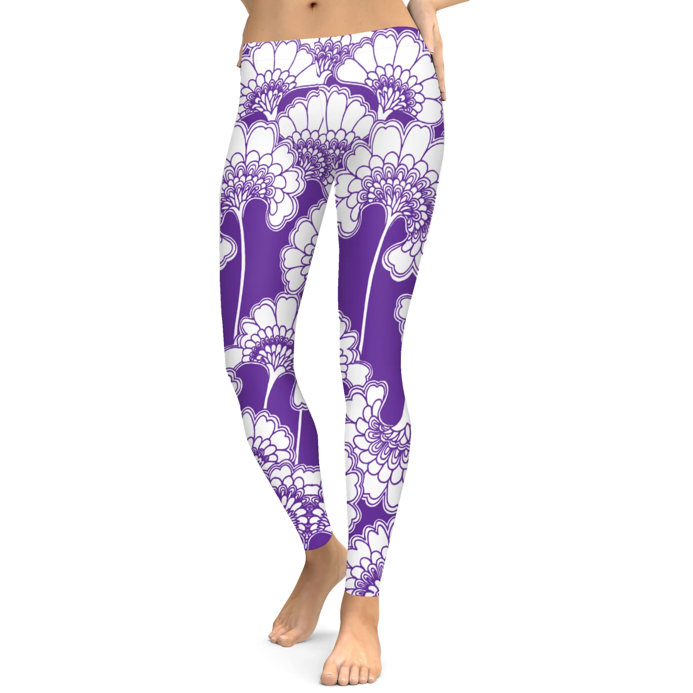 Purple Japanese Floral Leggings