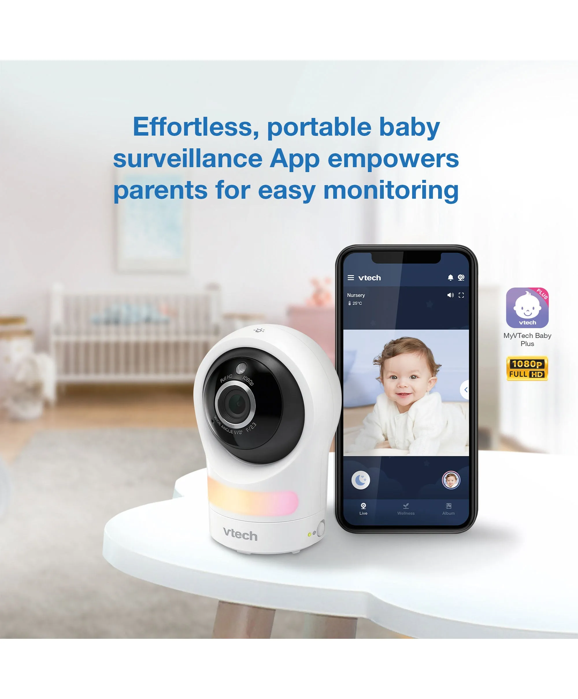 VTech RM9761 Wi-Fi 1080p Smart Baby Cam – White