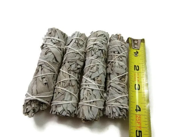 White Sage Smudge Stick 4" | Energy Cleansing Sage Bundle Natural Incense